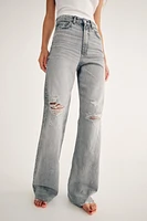 TRF HIGH RISE WIDE LEG RIPPED JEANS