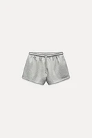 METALLIC THREAD TEXT SHORTS