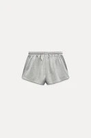 METALLIC THREAD TEXT SHORTS