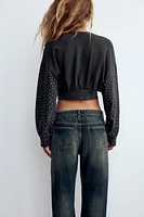 WASHED JEWEL CROP SWEATSHIRT