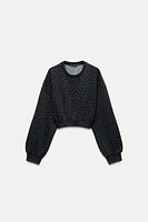 WASHED JEWEL CROP SWEATSHIRT