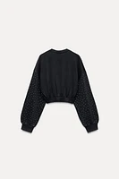 WASHED JEWEL CROP SWEATSHIRT