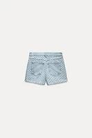 OPENWORK EMBROIDERY DENIM SHORTS Z1975