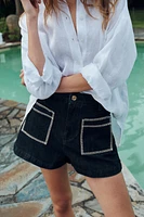 EMBROIDERED Z1975 DENIM SHORTS