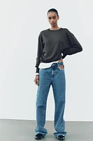 Z1975 MID RISE RIPPED CUT OUT STRAIGHT LEG JEANS