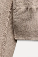 PLAIN KNIT PUFFED SLEEVES SWEATER