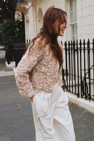 STRUCTURED FLORAL CROP JACKET