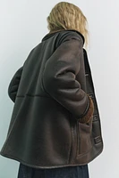 DOUBLE FACED REVERSIBLE FAUX LEATHER COAT