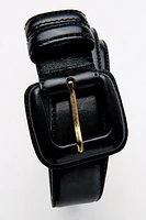 LEATHER BELT WITH SQUARE BUCKLE