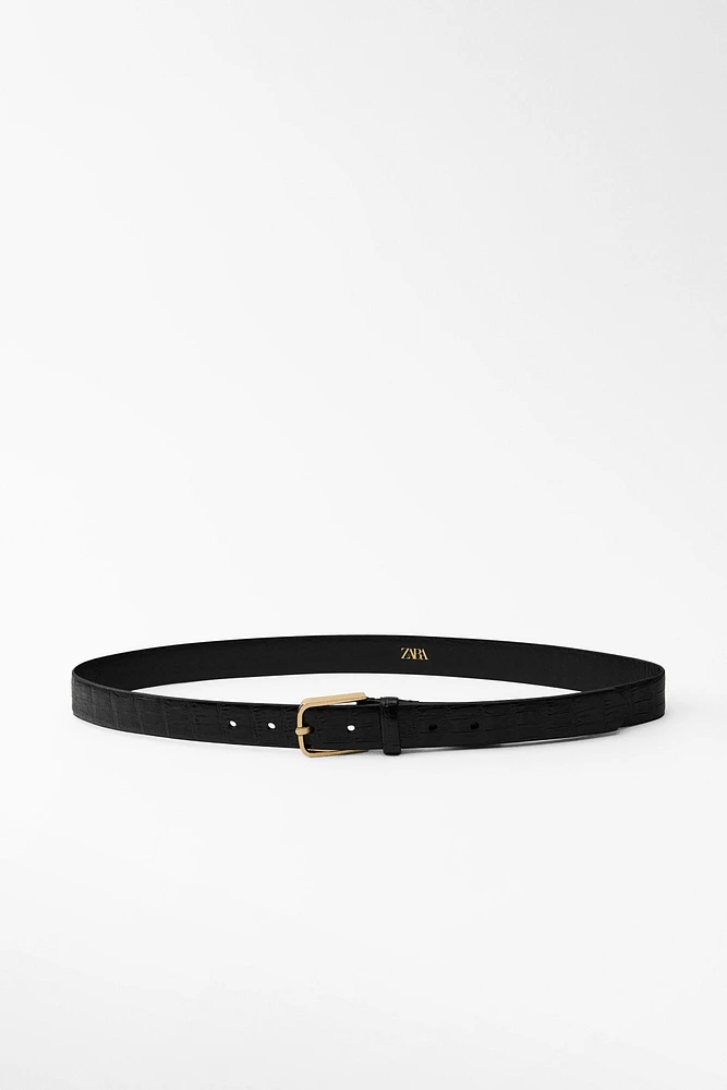 LEATHER BELT WITH SQUARE BUCKLE