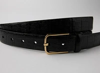 LEATHER BELT WITH SQUARE BUCKLE