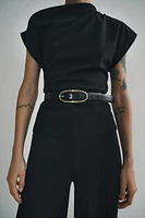 LEATHER BELT WITH OVAL BUCKLE