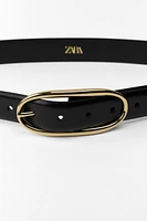 LEATHER BELT WITH OVAL BUCKLE