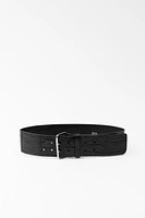 RECTANGULAR BUCKLE LEATHER BELT