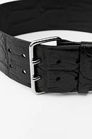 RECTANGULAR BUCKLE LEATHER BELT