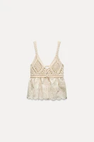 EMBROIDERED KNIT TOP WITH OPENWORK EMBROIDERY