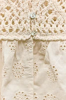 EMBROIDERED KNIT TOP WITH OPENWORK EMBROIDERY