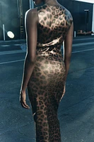 ANIMAL PRINT KNIT FOIL DRESS