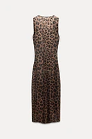 ANIMAL PRINT KNIT FOIL DRESS