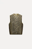 ANIMAL PRINT FOIL KNIT TOP