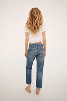 TRF LOW RISE STRAIGHT CUT CROPPED JEANS