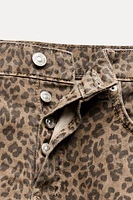 ANIMAL PRINT TRF DENIM SKIRT