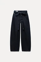 TRF BELTED DENIM PANTS