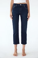 FLARED MID WAIST SLIM CROP JEANS