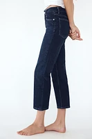 FLARED MID WAIST SLIM CROP JEANS