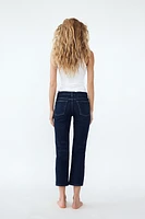 FLARED MID WAIST SLIM CROP JEANS