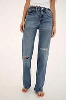 TRF MID-RISE WIDE LEG RIPPED JEANS