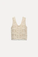 POINTELLE KNIT SHORT TOP