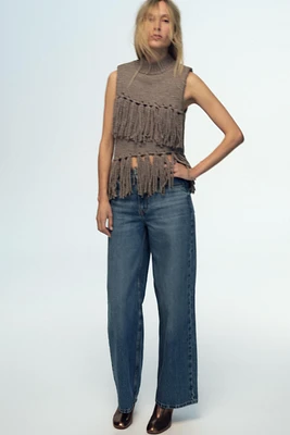 FRINGED KNIT VEST TOP