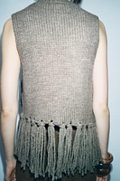 FRINGED KNIT SWEATER VEST