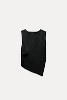 SIDE PLEATED WOOL BLEND SWEATER VEST