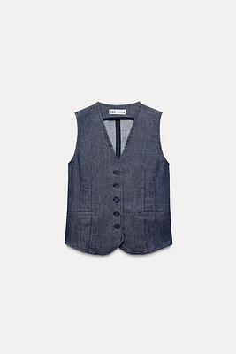 MINIMALIST DENIM VEST ZW COLLECTION