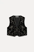 EMBROIDERED VELVET VEST ZW COLLECTION