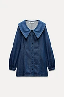 PETER PAN COLLAR TRF DENIM DRESS