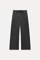 STRIPED DRAWSTRING FLANNEL PANTS