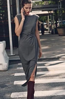 PLEATED WAIST MIDI DRESS