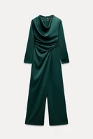 CREPE JUMPSUIT WITH PLEATS AT WAIST