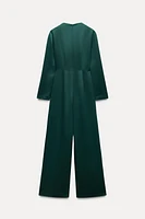 CREPE JUMPSUIT WITH PLEATS AT WAIST