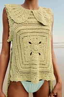 CROCHET KNIT TOP WITH SIDE TIES