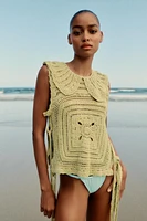 CROCHET KNIT TOP WITH SIDE TIES