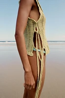 CROCHET KNIT TOP WITH SIDE TIES