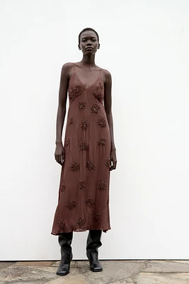 SLIP DRESS WITH EMBROIDERY AND BEADING