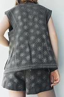 LINEN BLEND EMBROIDERED VEST ZW COLLECTION