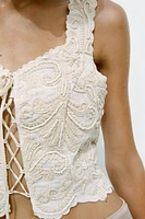 BEADED EMBROIDERED TOP