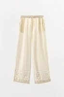 BEADED EMBROIDERED LACE PANTS