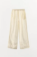 BEADED EMBROIDERED LACE PANTS